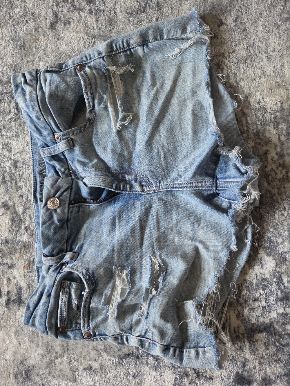 AE Light Blue Distressed Women's Denim Shorts High Rise